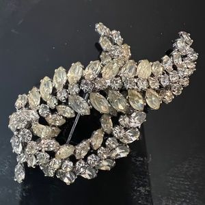Vintage Sherman Brooch Clear Rhinestones 50's signed